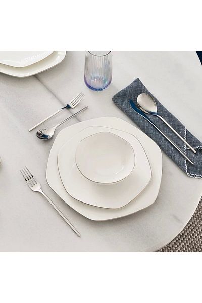 Karaca Karaca Fine Pearl Extra Hexagon Tafelservice für 12 Personen, 61-teilig, Gold