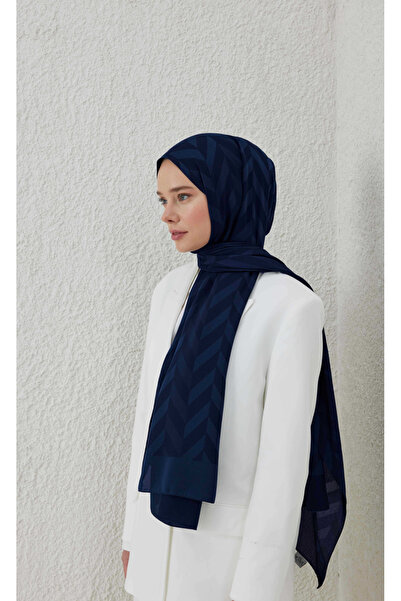 VALORSCARF Valor balıksırtı desen şal lacivert