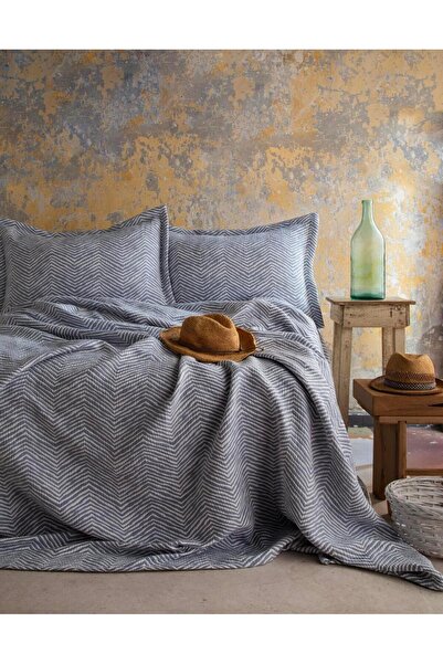 Apricitas HOME طقم غطاء سرير مزدوج MARTY INDIGO - غطاء سرير