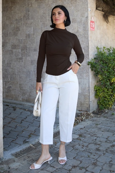 InStyle Σανίδα μπλούζα με κορδόνι Bitter Brown