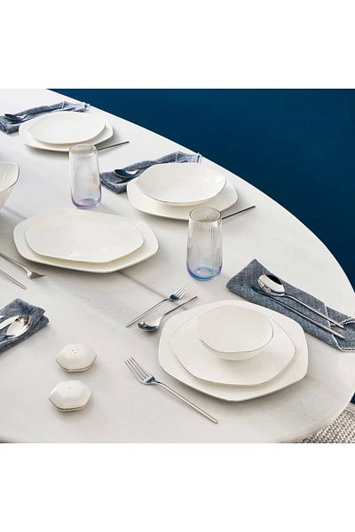 Karaca Karaca Fine Pearl Extra Hexagon Tafelservice für 12 Personen, 61-teilig, Gold