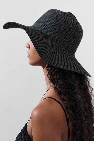 Manuka Wide Straw Hat Black