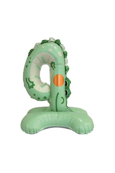OEM Metallic foil party balloon, green, 55×34 cm, crocodile, number 4