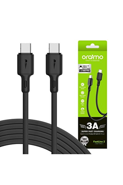 oraimo كابل من النوع C إلى النوع C، كابل شحن سريع 3 أمبير للهواتف الذكية والأ...