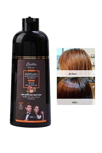 Cecilia شامبو صبغ بزيت الأرغان بني غامق 420 مل