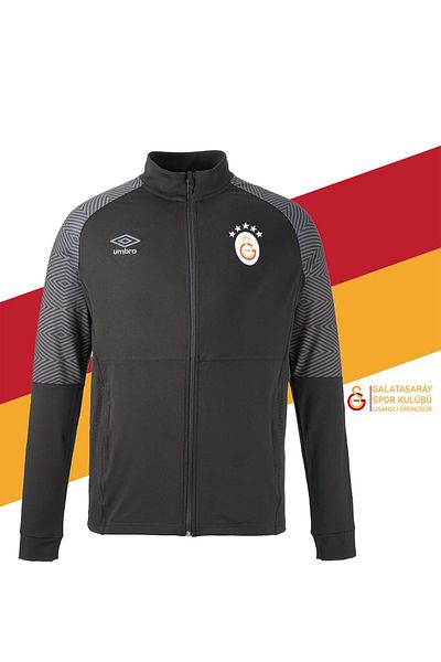 Galatasaray Γνήσιο μαύρο φούτερ με φερμουάρ Umbro Stand Collar 5 αστέρων