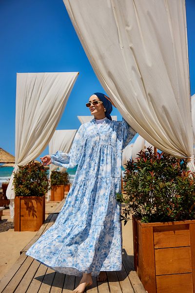 LOCCO Rochie de damă cu model nor albastru