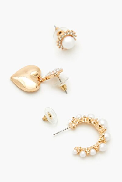 Forever 21 İnci Kalp Küpe Seti