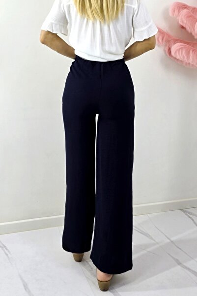 FashionForYou Long day pants, cotton MERON, with drawstring and wide cut, Black, -