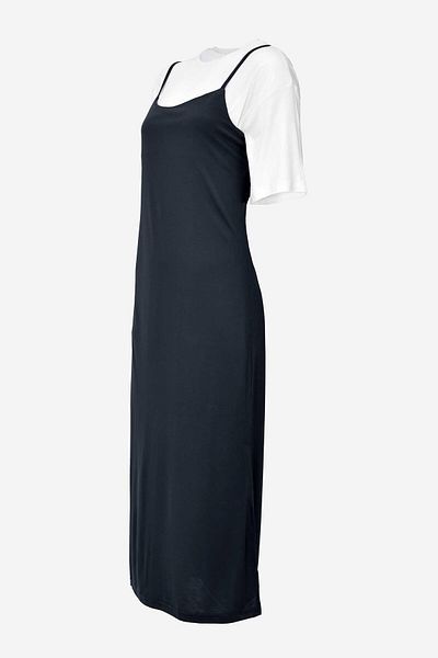birizmoda Γυναικείο φόρεμα με λουράκι με σχισμή Basic Midi μήκους - Anthracite