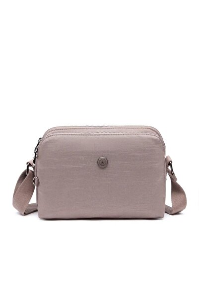 SMART BAGS Krinkıl Metalik Kumaş Çapraz Askılı Çanta BC 3002 - Vizon