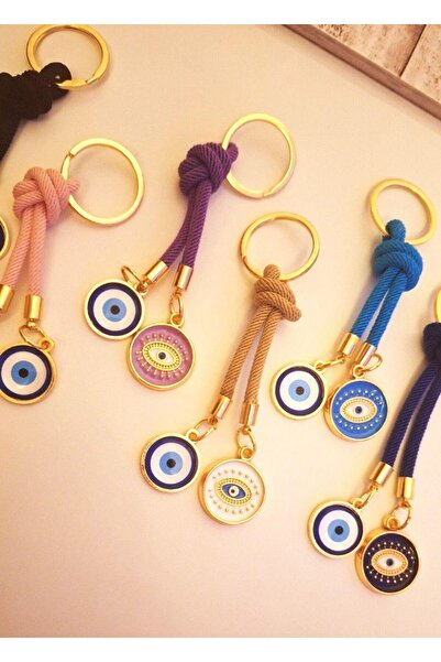Svc Aksesuar Gift 6-Piece Double Evil Eye Beaded Keychain 10.5 cm