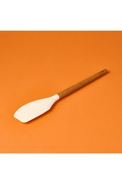 AROW Wooden Handle Silicone Spatula - Cream / Brown