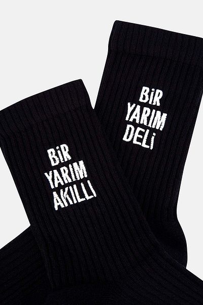 Reflect Studio Mvö Half Smart Half Crazy Towel Socks - Black