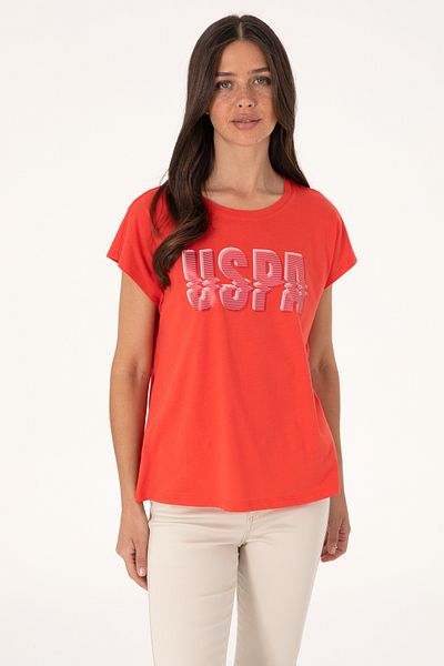 U.S. Polo Assn. Women's Red Crew Neck T-Shirt 50299764-Vr213