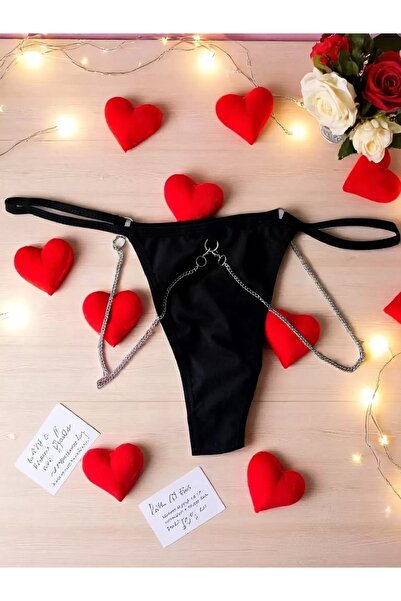 PASSIONE PASSİONE ZİNCİR DETAYLI SİYAH TANGA