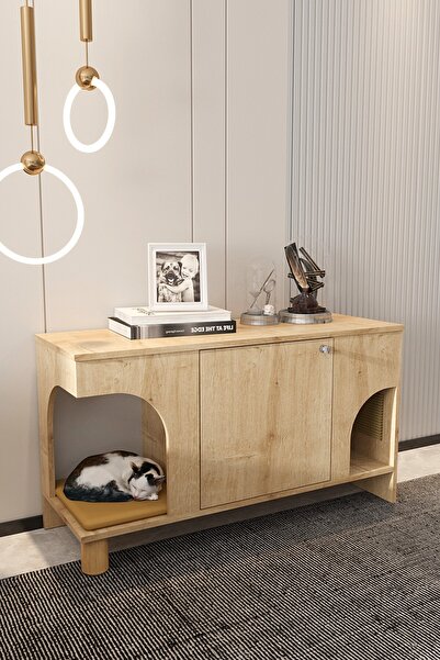 Mercie Cherie Tırmalama Tahtalı- Yataklı Ahşap Kedi Tuvaleti -kapağı Kilitli ...