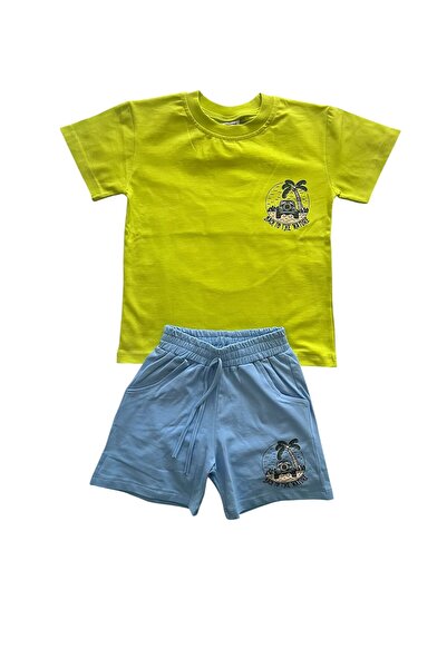 BY-GRİ By-Grey Front and Back Printed Short Sleeved Boy's Suit