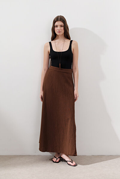 Manuka PAMUT KÖTÖTT KÉTLEGES SZÍVŐS SZOKNYA BARNA