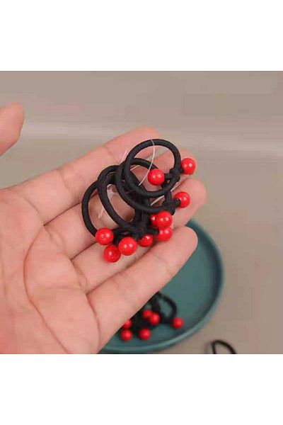 Eva Rose 10Pcs Red Beaded Rubber Buckle School Buckle Eid Buckle Girl's Buckle Baby Buckle