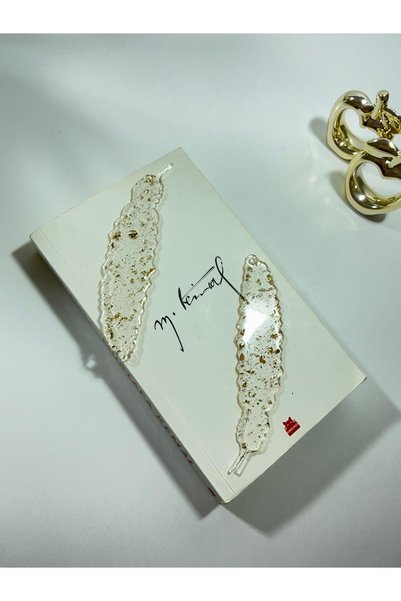 Demet Art Studio Reçineye Hayat Veriyoruz Epoxy Transparent Gold Foil Handmade Stylish Bookmark - Special Design Gift