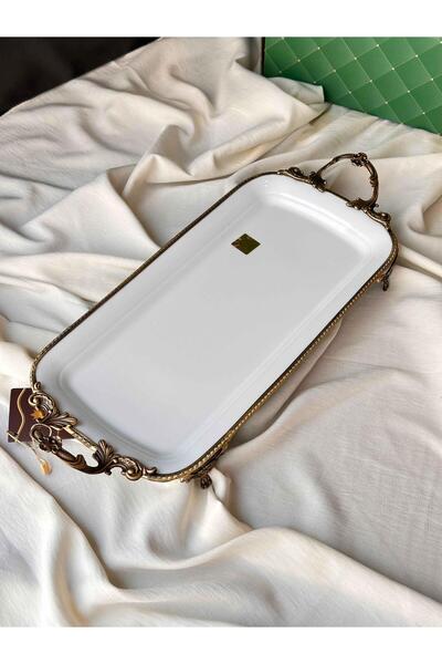 ROSSEV Antique White Rectangular Plate with Handle