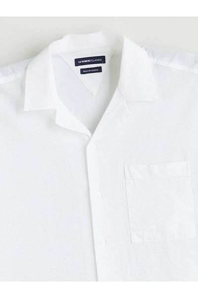 LC Waikiki Lcwaikiki Classic Regular Fit Resort Collar Short Sleeve Linen Blend Men's Shirt