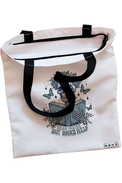 BEKZ Sacosa Textila Cu Fermoar, Geanta Tote Travel Girl 3, 38x34.5 Cm, Alba, ®