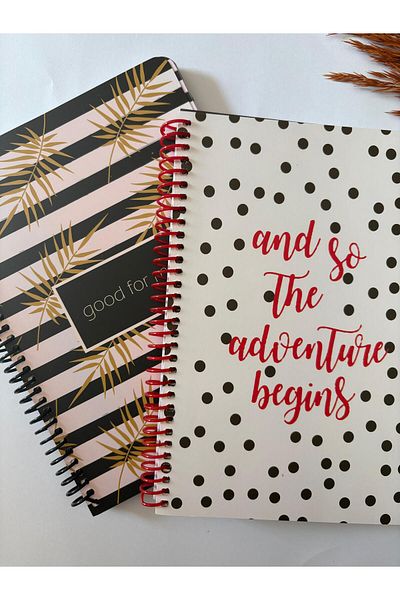Adalinhome Atakids Lizy Striped Spiral School Notebook |   21 X 16cm |   100 Sheets (2Pcs)