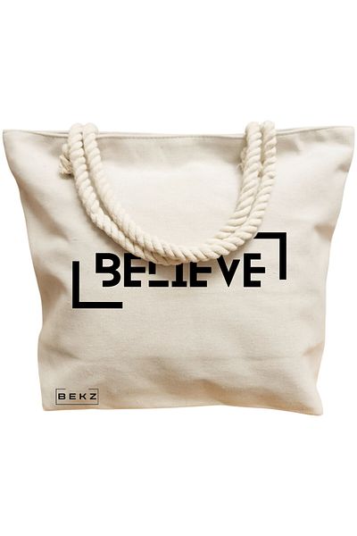 BEKZ Sacosa Textila Cu Fermoar, Geanta Tote, Model Bow & Go 38 X 34.5 Cm, Alb, ®