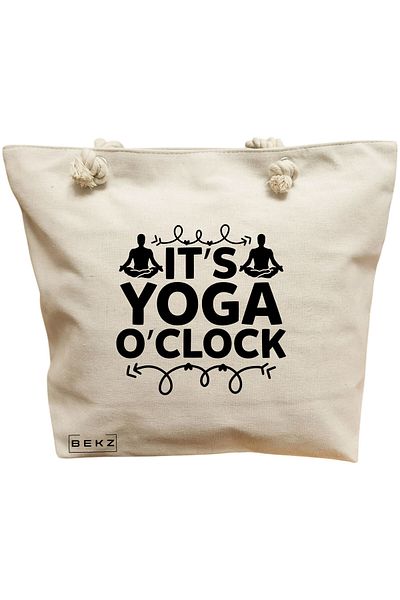 BEKZ Sacosa Textila Cu Fermoar, Geanta Tote, Model The Bookish Gnome 8 38 X 34.5 Cm, Alb, ®
