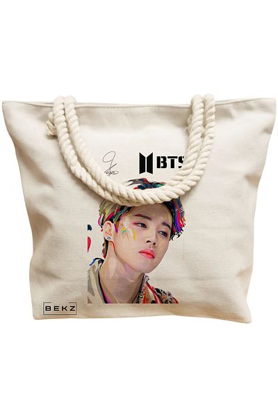 BEKZ Textile Bag With Zipper, Tote Bag, Model Summer Vibes 3 38 X 34.5 Cm, ​​White, ®
