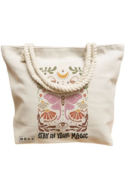 BEKZ Boho Style 4 Beach Bag, 40x51 cm, Cream, BEKZ®