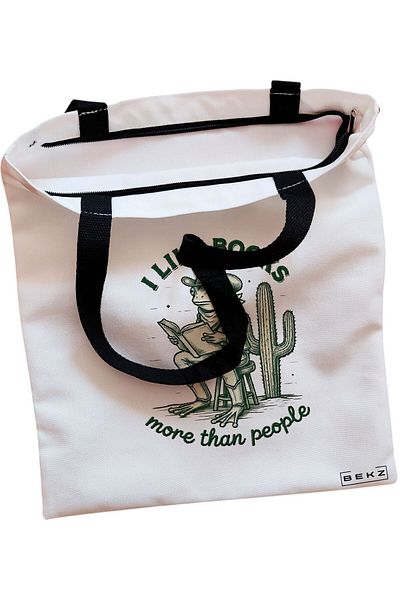 BEKZ Sacosa Textila Cu Fermoar, Geanta Tote, Cu Litera A Si Mandala, 38x34.5 Cm, Alba, ®