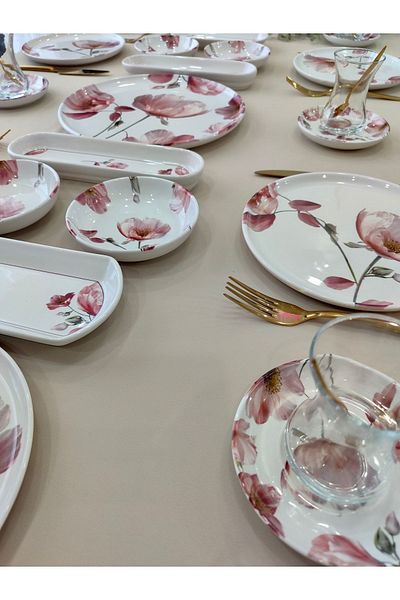 Borser Charming Rose 21 Piece Breakfast Set for 6 Persons