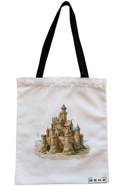 BEKZ Sacosa Textila Cu Fermoar, Geanta Tote, Model Be Brave, 38x34.5 Cm, Alba, ®