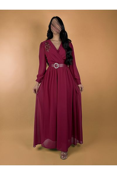 toog Dress with an overlapping collar and embroidered shoulders