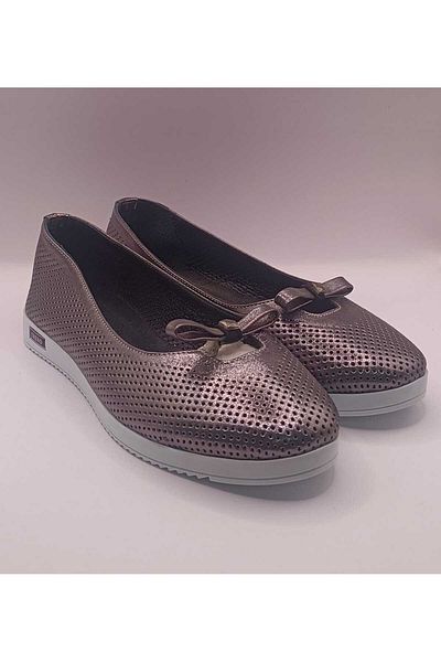 İDOL SHOES Genuine Leather Bow Flat Shoes