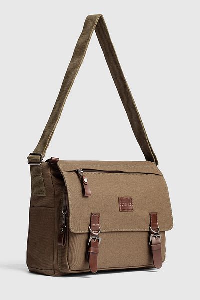 By Hakan Gk72 Canvas Messenger Bag Shoulder Bag School Bag with Laptop Compartment Green