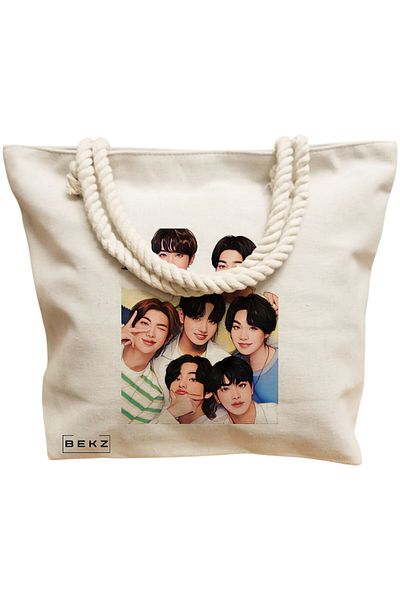 BEKZ Textile Bag With Zipper, Tote Bag, Model The Bookie Girl 32 38 X 34.5 Cm, ​​White, ®