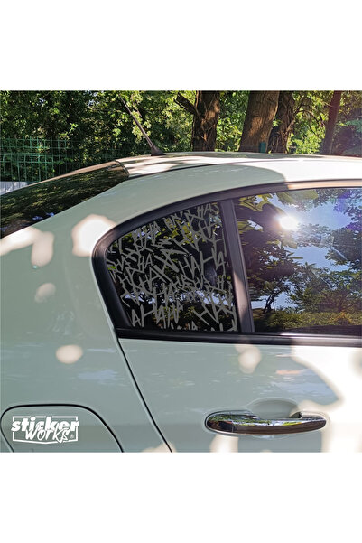 Sticker Works EGEA Kelebek Cam Hahaha Desen - Sağ Sol