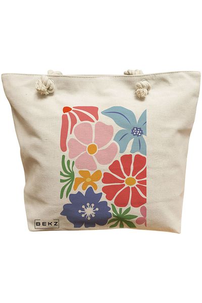 BEKZ Sacosa Textila Cu Fermoar, Geanta Tote, Model Mama 3 38 X 34.5 Cm, Alb, ®