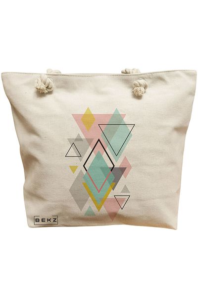 BEKZ Sacosa Textila Cu Fermoar, Geanta Tote, Model Books 52 38 X 34.5 Cm, Alb, ®