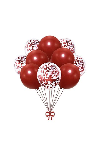 OEM Set of 10 latex confetti balloons, red color, 30cm