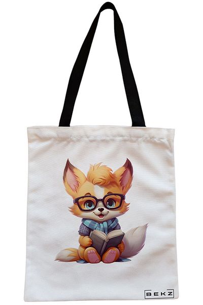 BEKZ Textile Bag With Zipper, Tote Bag, Flight To Freedom Model, 38x34.5 Cm, ​​White, ®
