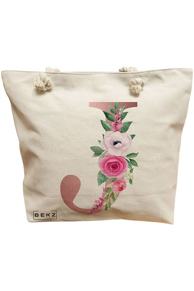 BEKZ Textile Bag With Zipper, Tote Bag, Artistic Butterflies Pattern 4 38 X 34.5 Cm, ​​White, ®