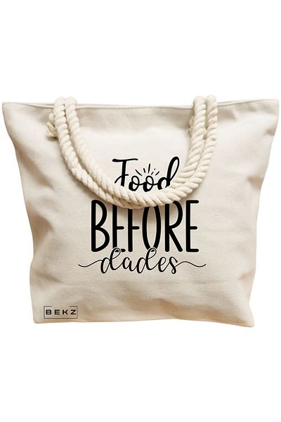 BEKZ Textile Bag With Zipper, Tote Bag, Model The Girl With The Flower Pot 38 X 34.5 Cm, ​​White, ®