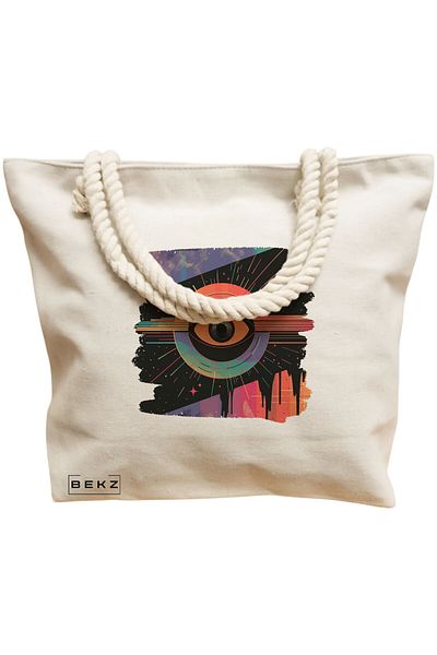 BEKZ Sacosa Textila Cu Fermoar, Geanta Tote, Model Introvert Nutrient Facts 38 X 34.5 Cm, Alb, ®
