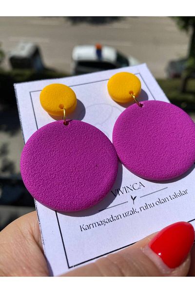 ColorCraft Handmade Polymer Clay Colorful Vibrant Lightweight Earrings - Vivinca Solar Bloom