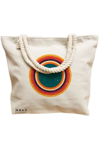 BEKZ Textile Bag With Zipper, Tote Bag, Reading Cat 1 Model 38 X 34.5 Cm, ​​White, ®
